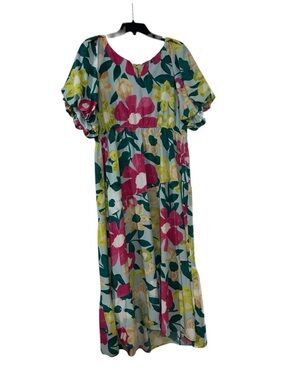 Umgee Floral Maxi Dress in Teal, Pink & Lime